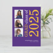 Faire-part Moderne 3 photo 2025 Purple Yellow Graduation (Debout devant)