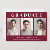 Faire-part Moderne 3 Photo Bourgogne Diplôme (Devant)