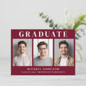 Faire-part Moderne 3 Photo Bourgogne Diplôme (Debout devant)