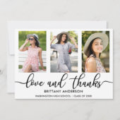 Faire-part Moderne 3 Photo Graduation Love and Thanks W (Devant)