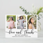 Faire-part Moderne 3 Photo Graduation Love and Thanks W (Debout devant)