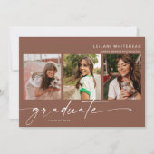 Faire-part Moderne 3 Photo Graduation Party Brown (Devant)