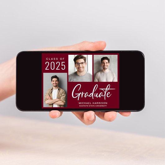 Faire-part Moderne 3 Script photo Bourgogne