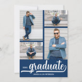 Faire-part Moderne 4 Photo Blue Graduation (Devant)