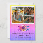 Faire-part Moderne 4 Photo Collage Diplôme Arc-en-ciel (Devant)