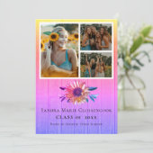 Faire-part Moderne 4 Photo Collage Diplôme Arc-en-ciel (Debout devant)
