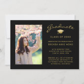 Faire-part Moderne 4 Photo Collage Gold Script Graduation (Dos)