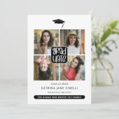Faire-part Moderne 4 Photo Collage Graduation (Debout devant)