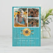 Faire-part Moderne 4 Photo Collage Tournesol graduation (Debout devant)