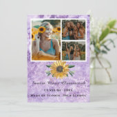 Faire-part Moderne 4 Photo Collage Tournesol graduation (Debout devant)
