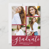 Faire-part Moderne 4 Photo Crimson Graduation (Devant)