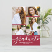 Faire-part Moderne 4 Photo Crimson Graduation (Debout devant)
