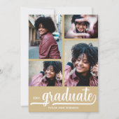 Faire-part Moderne 4 Photo Gold Graduation (Devant)