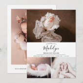 Faire-part Moderne 4 Photo Personnalisée Naissance de bébé (Devant / Derrière)