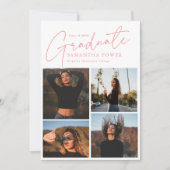 Faire-part Moderne 4 Photos Annonces de graduation rose (Devant)