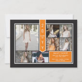 Faire-part Moderne 7-Photo College Orange et noir (Devant)