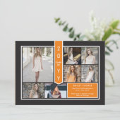 Faire-part Moderne 7-Photo College Orange et noir (Debout devant)