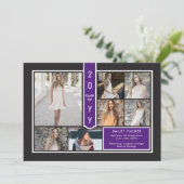 Faire-part Moderne 7-Photo College Purple & Black Graduation (Debout devant)