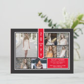 Faire-part Moderne 7-Photo College Red & Black Graduation (Debout devant)