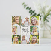 Faire-part Moderne 8 Photo Collage Élégant Diplôme (Debout devant)
