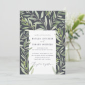 Faire-part Moderne aquarelle olivier branche feuillage (Debout devant)