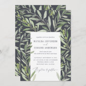 Faire-part Moderne aquarelle olivier branche feuillage (Devant / Derrière)