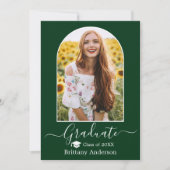 Faire-part Moderne Arc Casquette Calligraphie Green Graduatio (Devant)