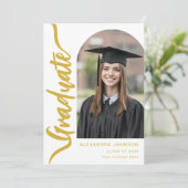 Faire-part Moderne Arch Photo Gold Script (Debout devant)