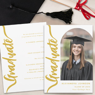 Faire-part Moderne Arch Photo Gold Script