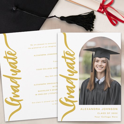 Faire-part Moderne Arch Photo Gold Script
