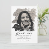 Faire-part moderne Artsy Brush Stroke Grad (Debout devant)