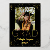 Faire-part moderne Black Gold Graduation (Recto)