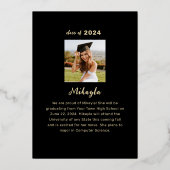 Faire-part moderne Black Gold Graduation (Verso)