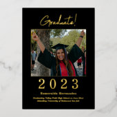Faire-part moderne Black Gold Photo Graduation (Recto)