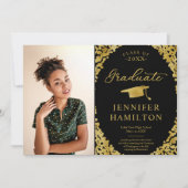 Faire-part moderne Black Gold Photo Graduation (Devant)