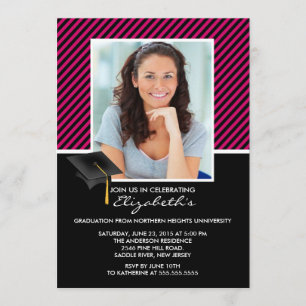 Faire-part moderne Black Stripe Graduation Party
