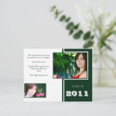 Faire-part Moderne blanc et vert quadruple graduation (Debout devant)