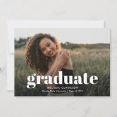 Faire-part Moderne Blanc Gras Diplômé Texte de la photo Gradu (Devant)
