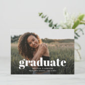 Faire-part Moderne Blanc Gras Diplômé Texte de la photo Gradu (Debout devant)