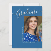 Faire-part Moderne | Bleu 1 Photo Élégant Script (Devant)