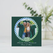 Faire-part Moderne Bleu Vert 1 Photo Graduation (Debout devant)