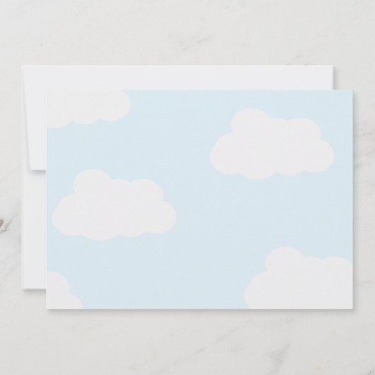 Faire-part Moderne Blue & White Avion Bébé Garçon naissance (Dos)