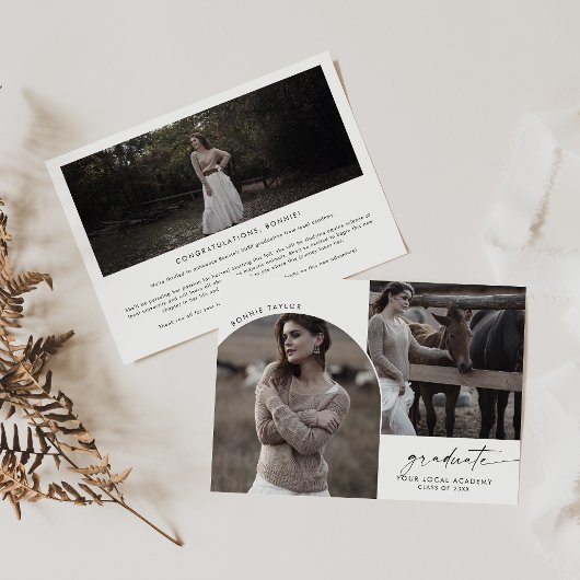 Faire-part Moderne Boho Arch Diplômé 3 Photo Graduate