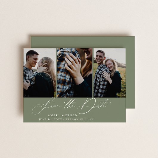 Faire-part Moderne Boho Calligraphie Multi-Photo Enregistrer