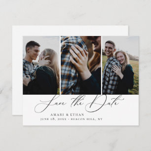 Faire-part Moderne Boho Calligraphie Multi-Photo Enregistrer 