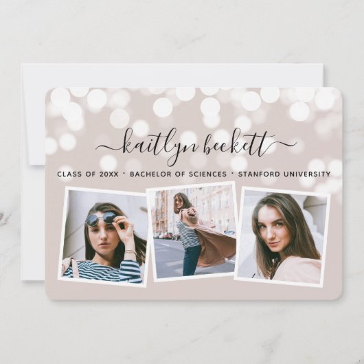 Faire-part Moderne Bokeh Lights 3 Diplôme photo (Devant)