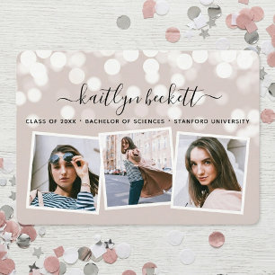 Faire-part Moderne Bokeh Lights 3 Diplôme photo