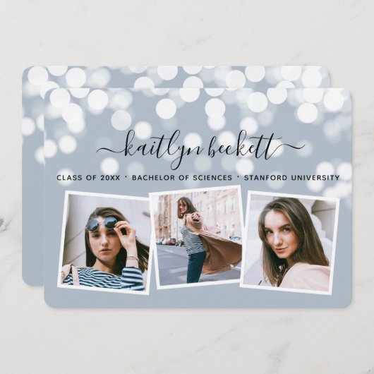 Faire-part Moderne Bokeh Lights 3 Diplôme photo (Devant / Derrière)