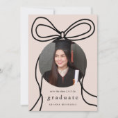 Faire-part Moderne Bow Blush Photo Graduation Enregistrer la (Devant)