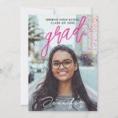 Faire-part Moderne branchée Girl Pink School College Grad Pho (Devant)